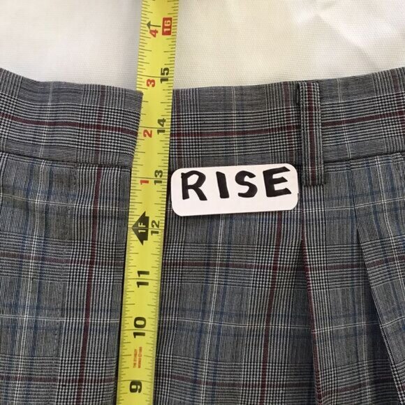 Tory Burch Gray Plaid Pleated Wool Blend Mid Rise Academia Dress Pants - 4 - Picture 6 of 9